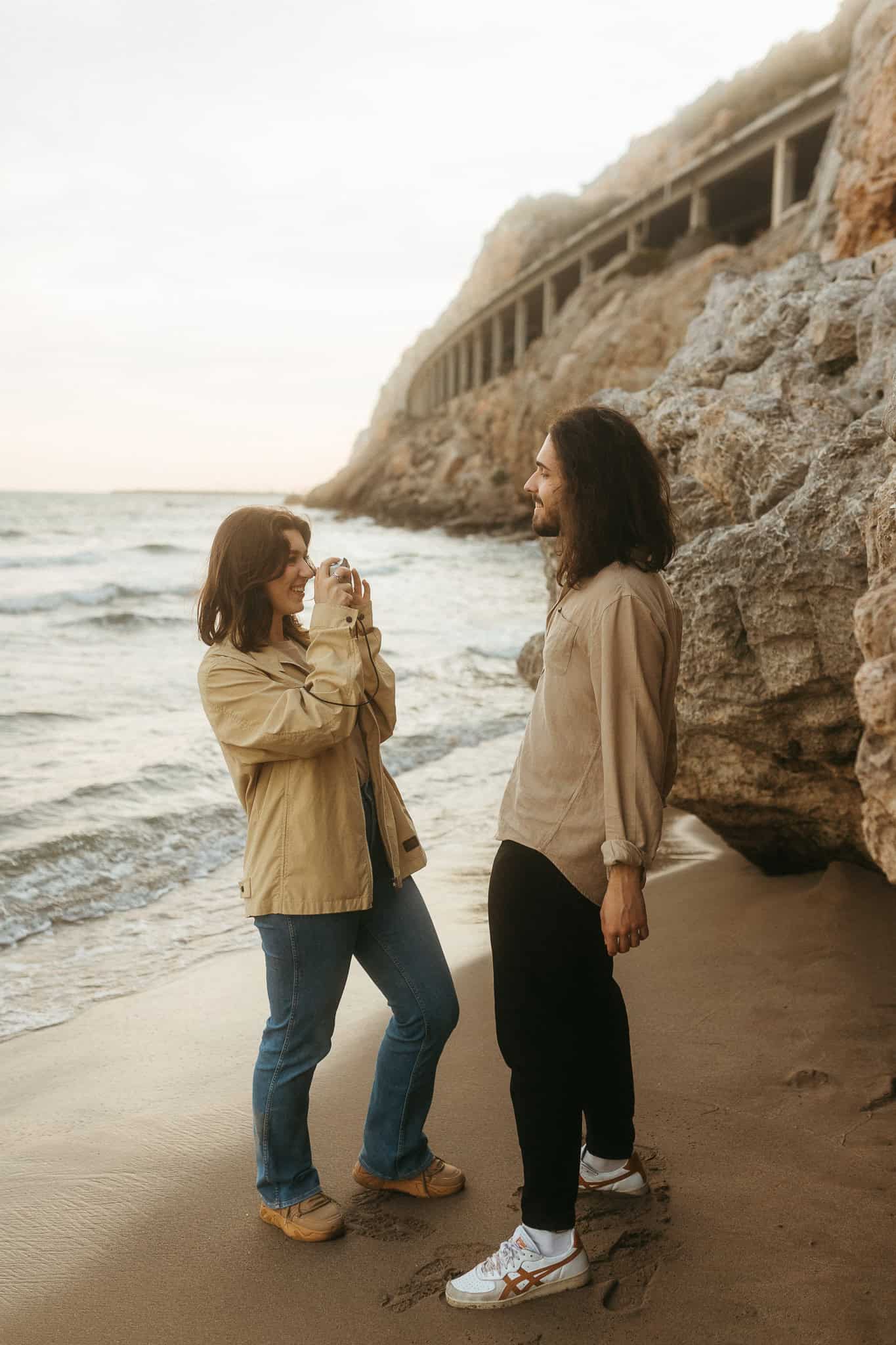 Couples photoshoot on a beach near Barcelona