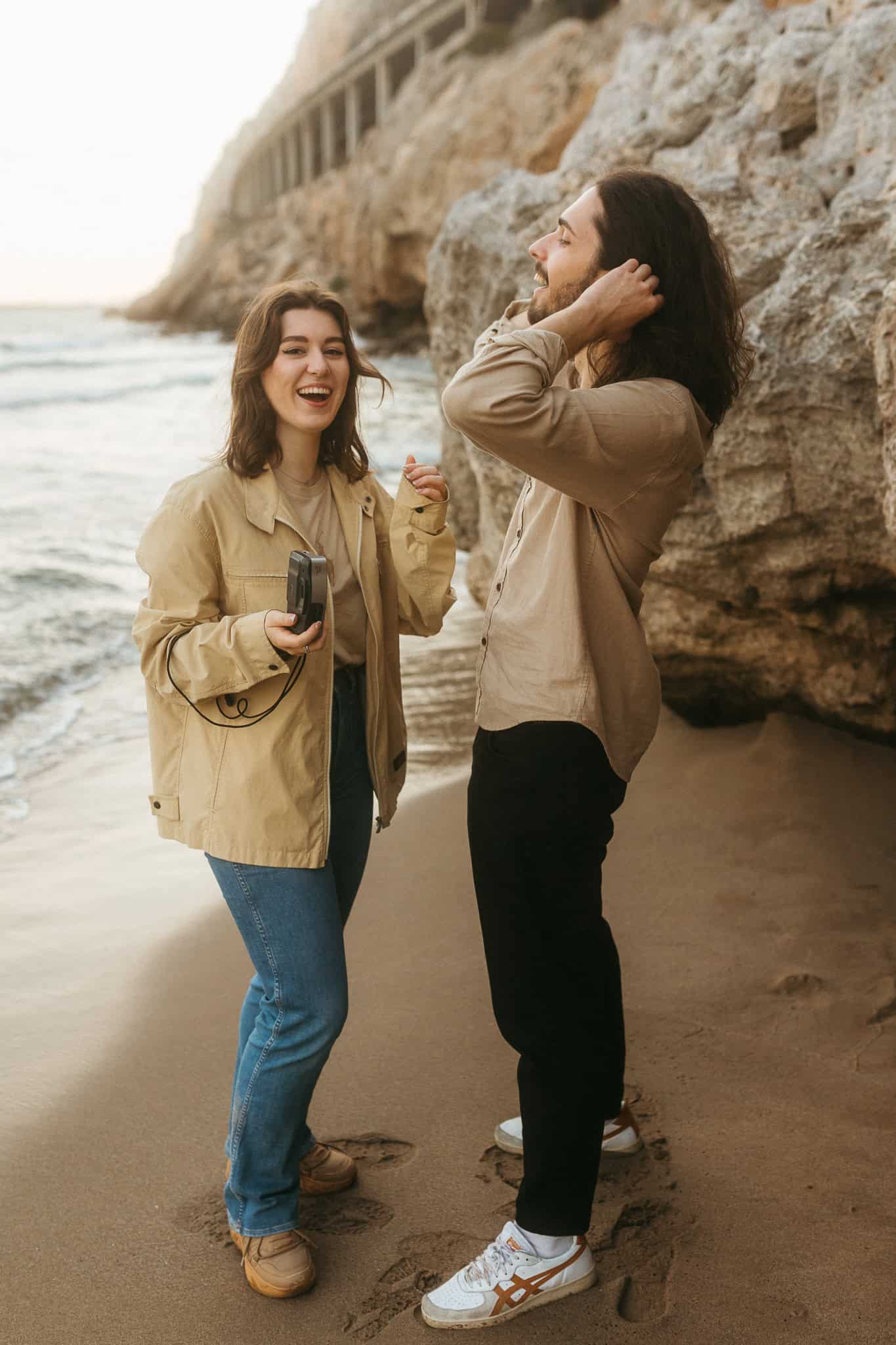 Couples photoshoot on a beach near Barcelona