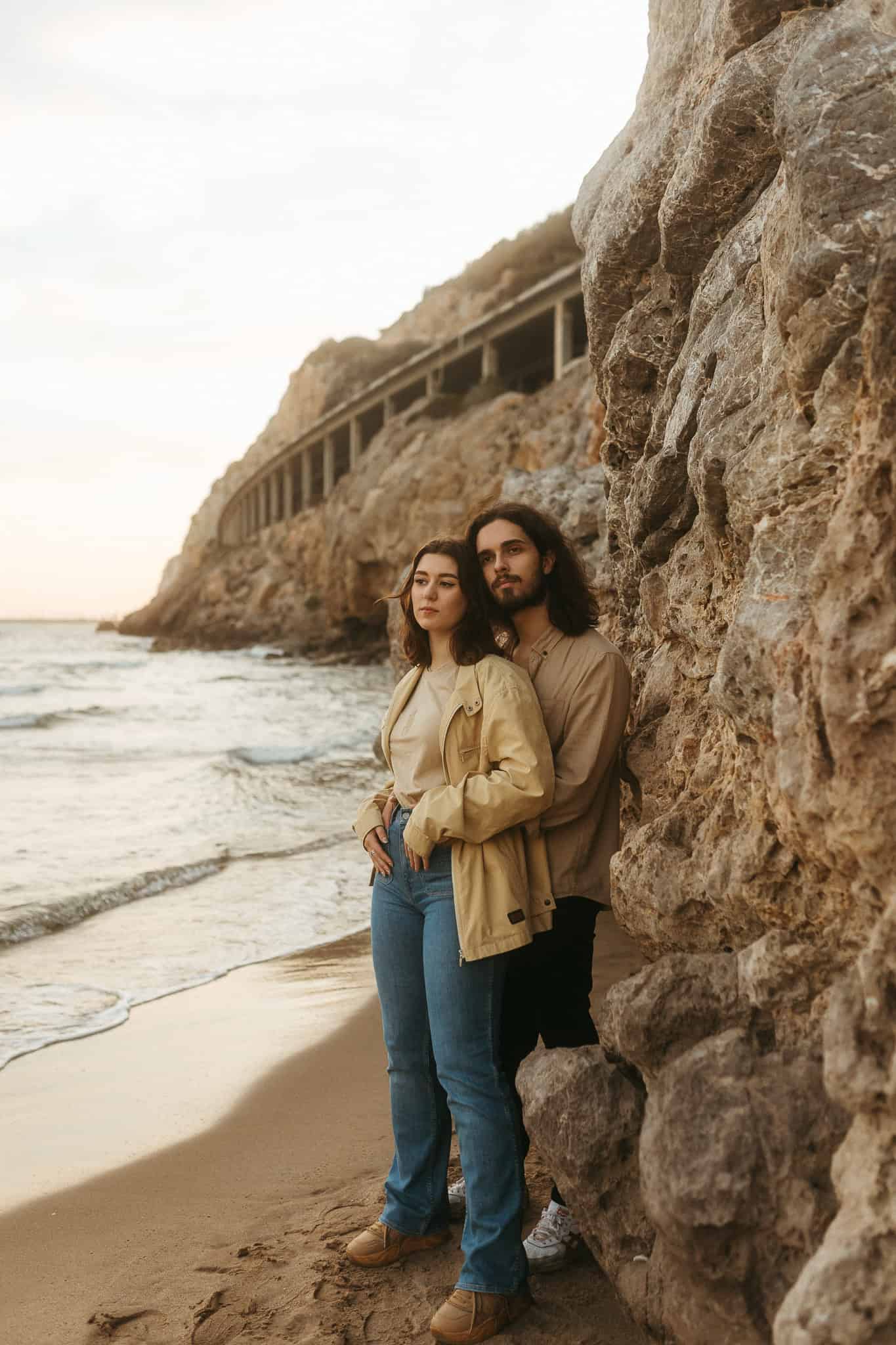 Couples photoshoot on a beach near Barcelona