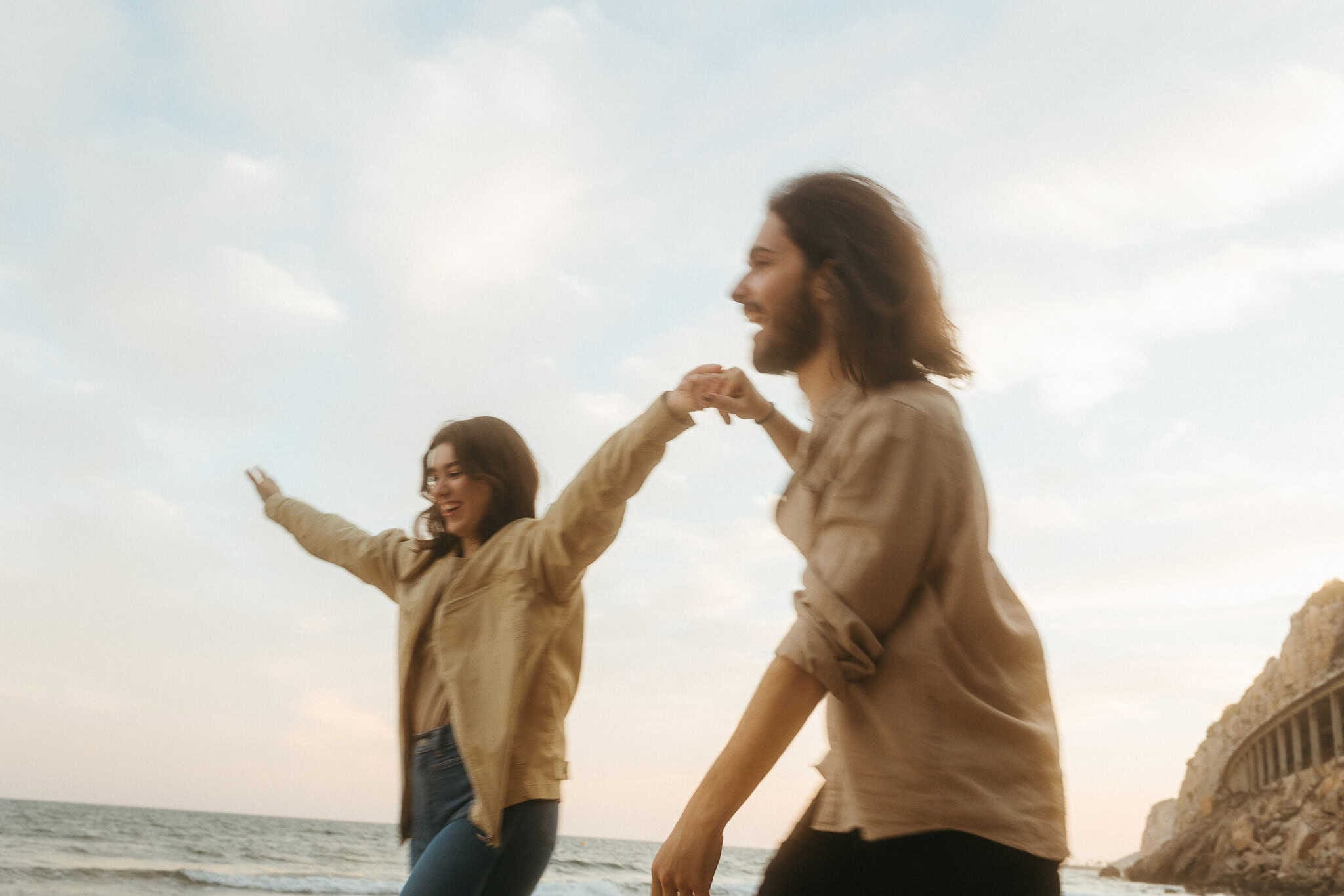 Couples photoshoot on a beach near Barcelona
