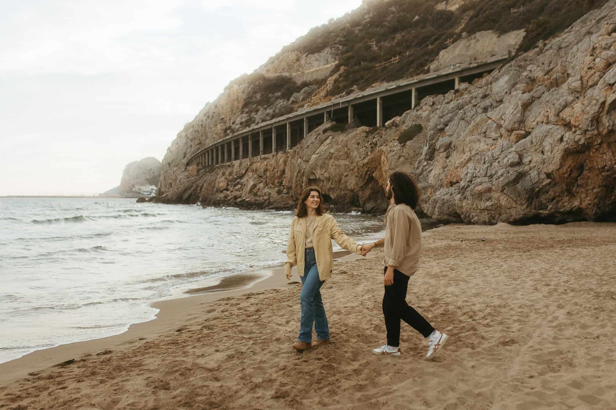 Couples photoshoot on a beach near Barcelona