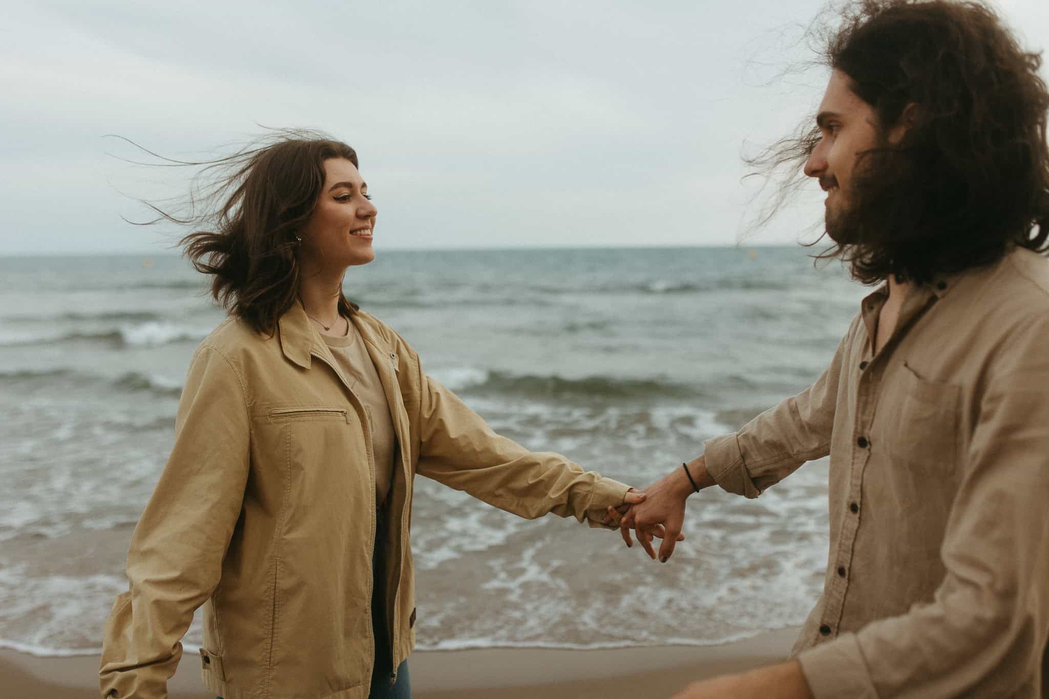 Couples photoshoot on a beach near Barcelona