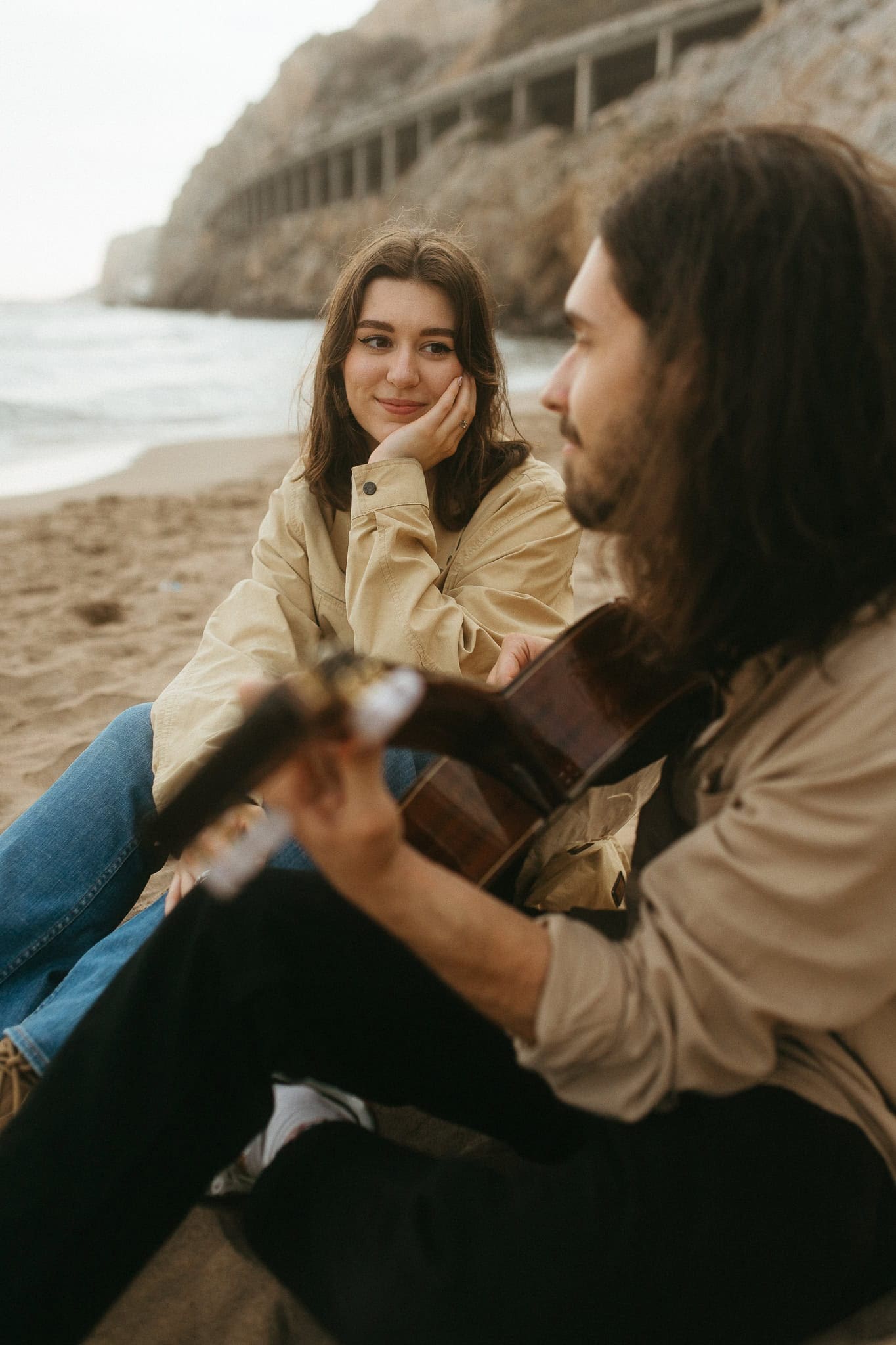 Couples photoshoot on a beach near Barcelona