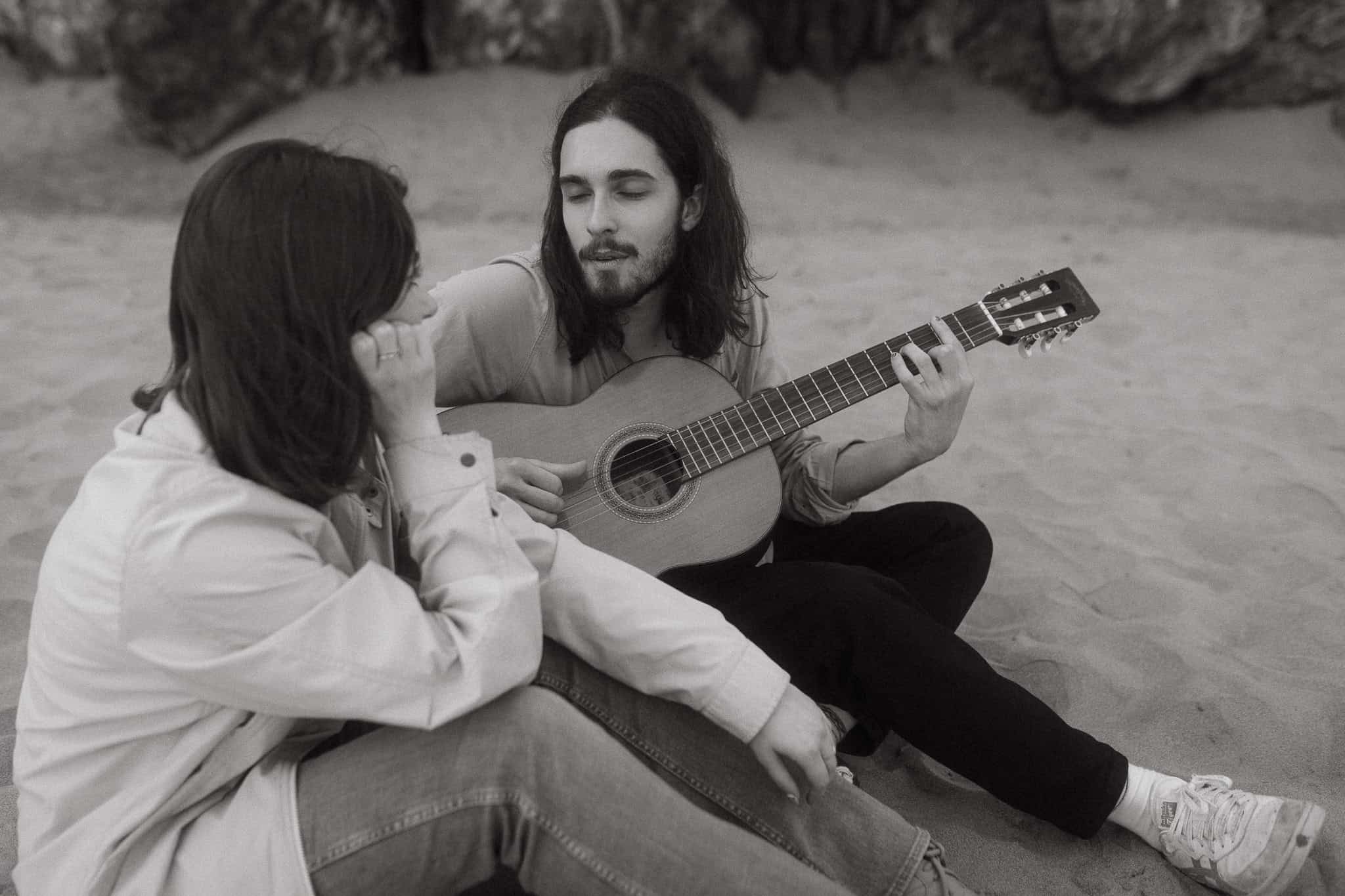 Couples photoshoot on a beach near Barcelona