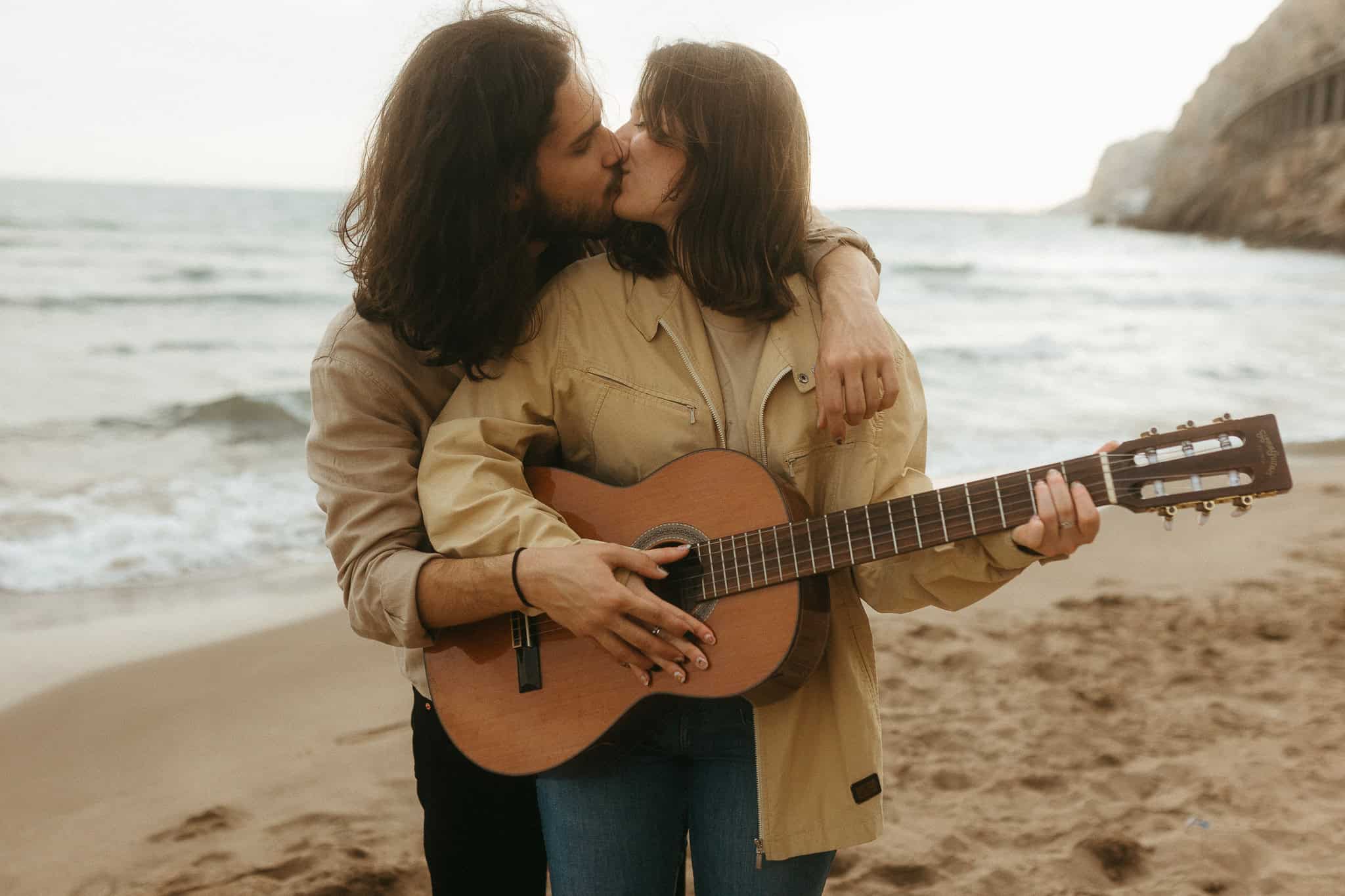 Couples photoshoot on a beach near Barcelona