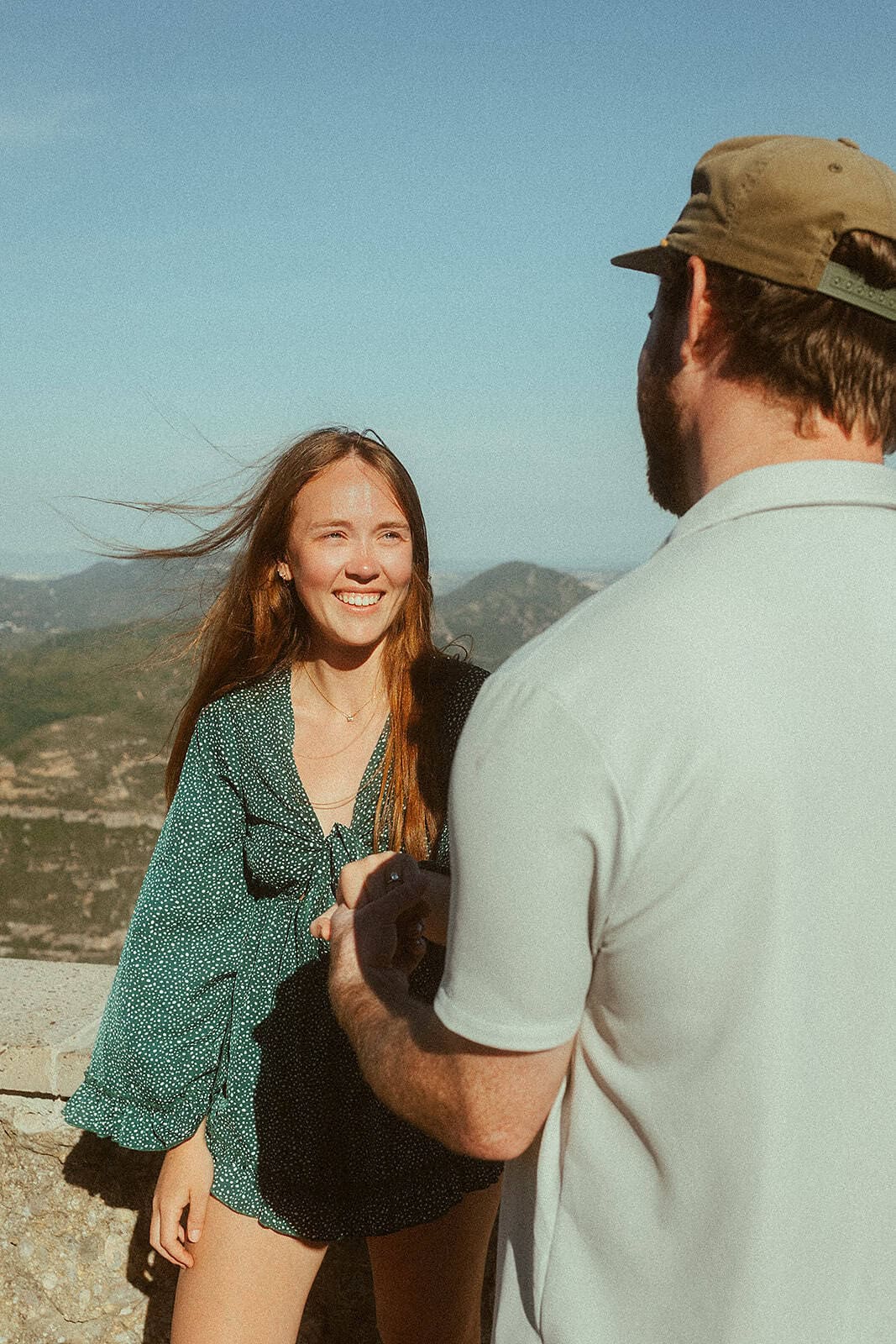 Surprise proposal photos in Montserrat mountains